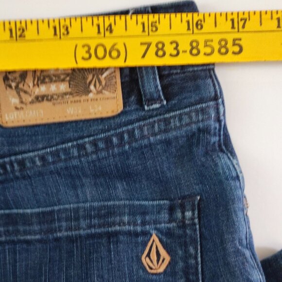 Volcom Kinkade jeans men's size 32 rinsed indigo classic straight fit stretch - Picture 14 of 16